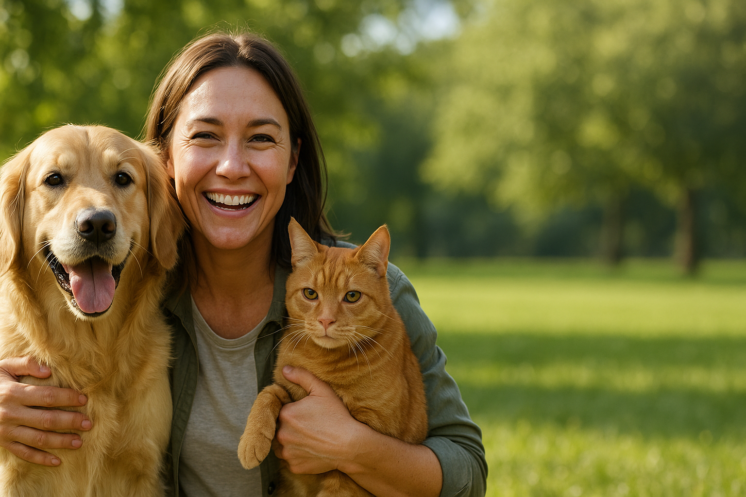 Happy pet with loving owner
